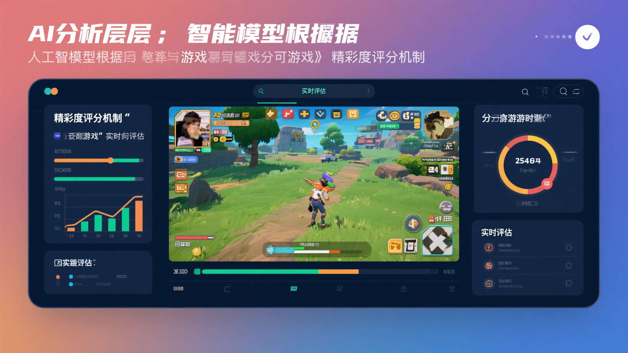 AI分析层：人工智能模型根据预设的"精彩度评分机制"，对每一段游戏画面进行实时评